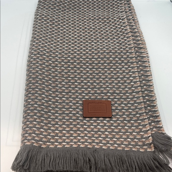 Coach multicolored textured wool, blanket, scarf, birch, gray - Picture 1 of 4